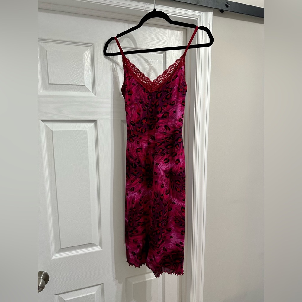 Guess Leopard Print Spaghetti Strap Dress